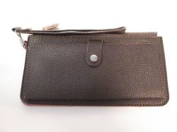 画像1: ストラップ付き長財布　ダークブラウン　129※