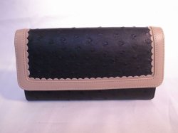 画像1: 長財布　バイカラー　ブラック×ベージュ　561