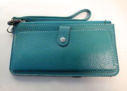 画像1: ストラップ付き長財布　ターコイズブルー　229※