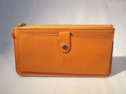 画像1: ストラップ付き長財布　オレンジ　410