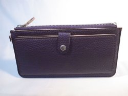 画像1: ストラップ付き長財布　ダークブラウン　395※