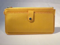 画像1: ストラップ付き長財布　イエロー　406