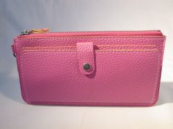 画像1: ストラップ付き長財布　ピンク　383