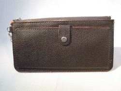 画像1: ストラップ付き長財布　ダークブラウン　415※