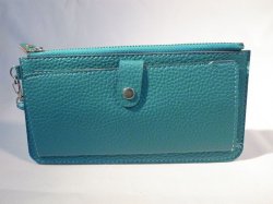 画像1: ストラップ付き長財布　ターコイズブルー　385