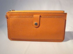 画像1: ストラップ付き長財布　オレンジ　412