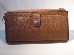 画像1: ストラップ付き長財布　キャメル　380
