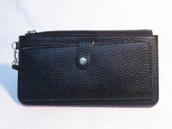 画像1: ストラップ付き長財布　ブラック　522