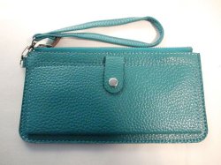 画像1: ストラップ付き長財布　ターコイズブルー　228