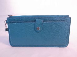 画像1: ストラップ付き長財布　ターコイズブルー　557