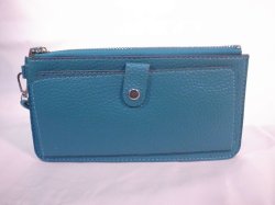 画像1: ストラップ付き長財布　ターコイズブルー　563