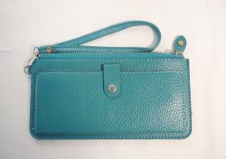 画像1: ストラップ付き長財布　ターコイズブルー　116