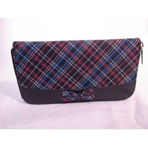 画像:  長財布　レッド×ブルーチェック　573 